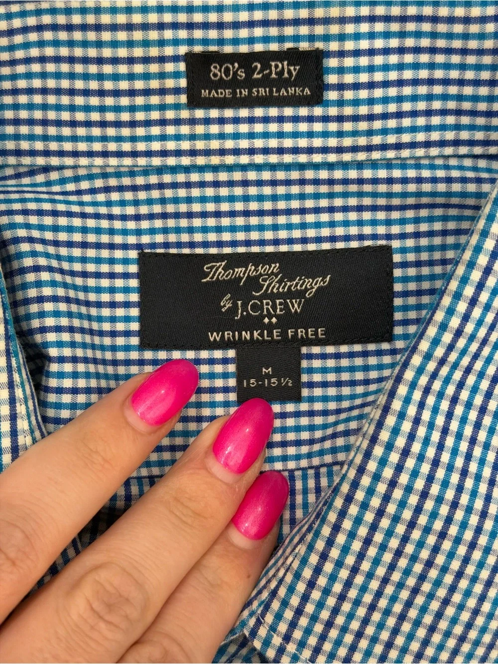 Men's J. Crew M Check Long-Sleeve Dress Shirt